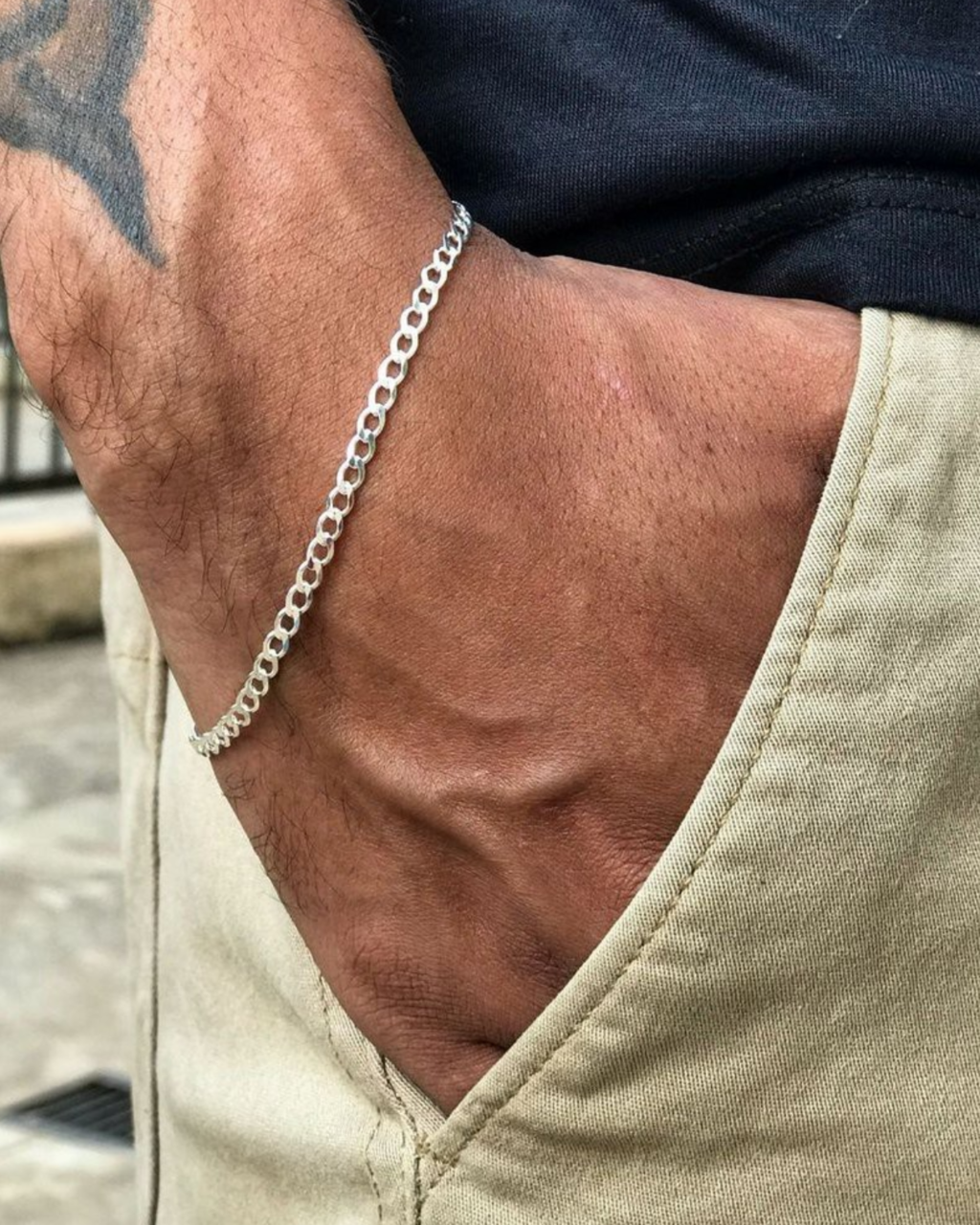 Pulseira De Prata 4MM Simplicidade com Charme