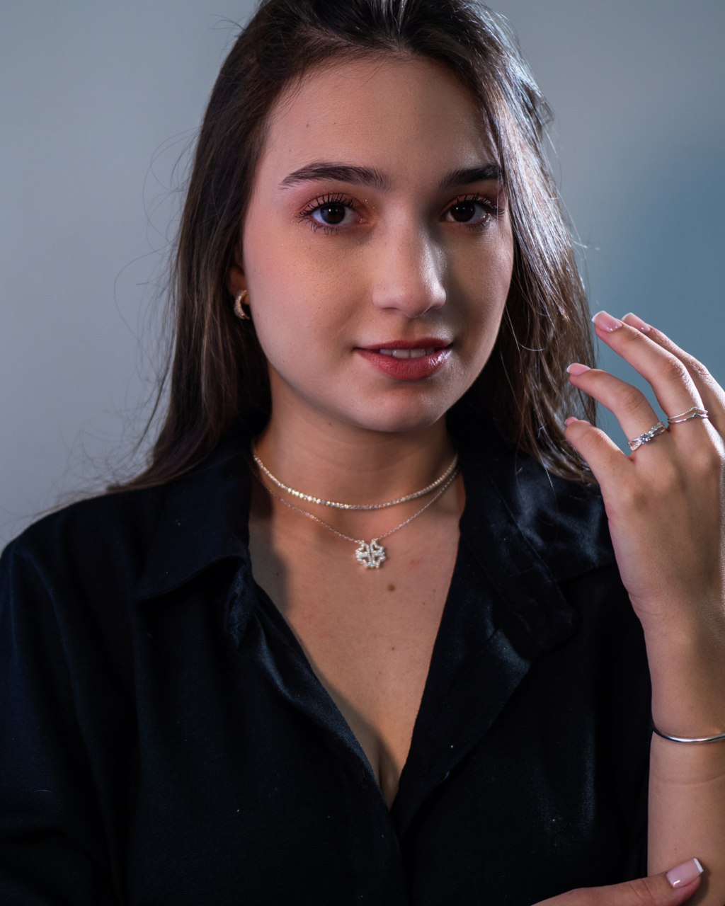 Choker De Prata Riveira Estilo Único 45 cm