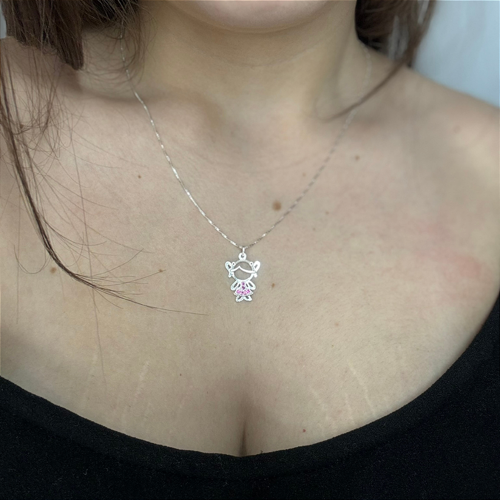Colar De Prata Menina Delicadeza e Charm