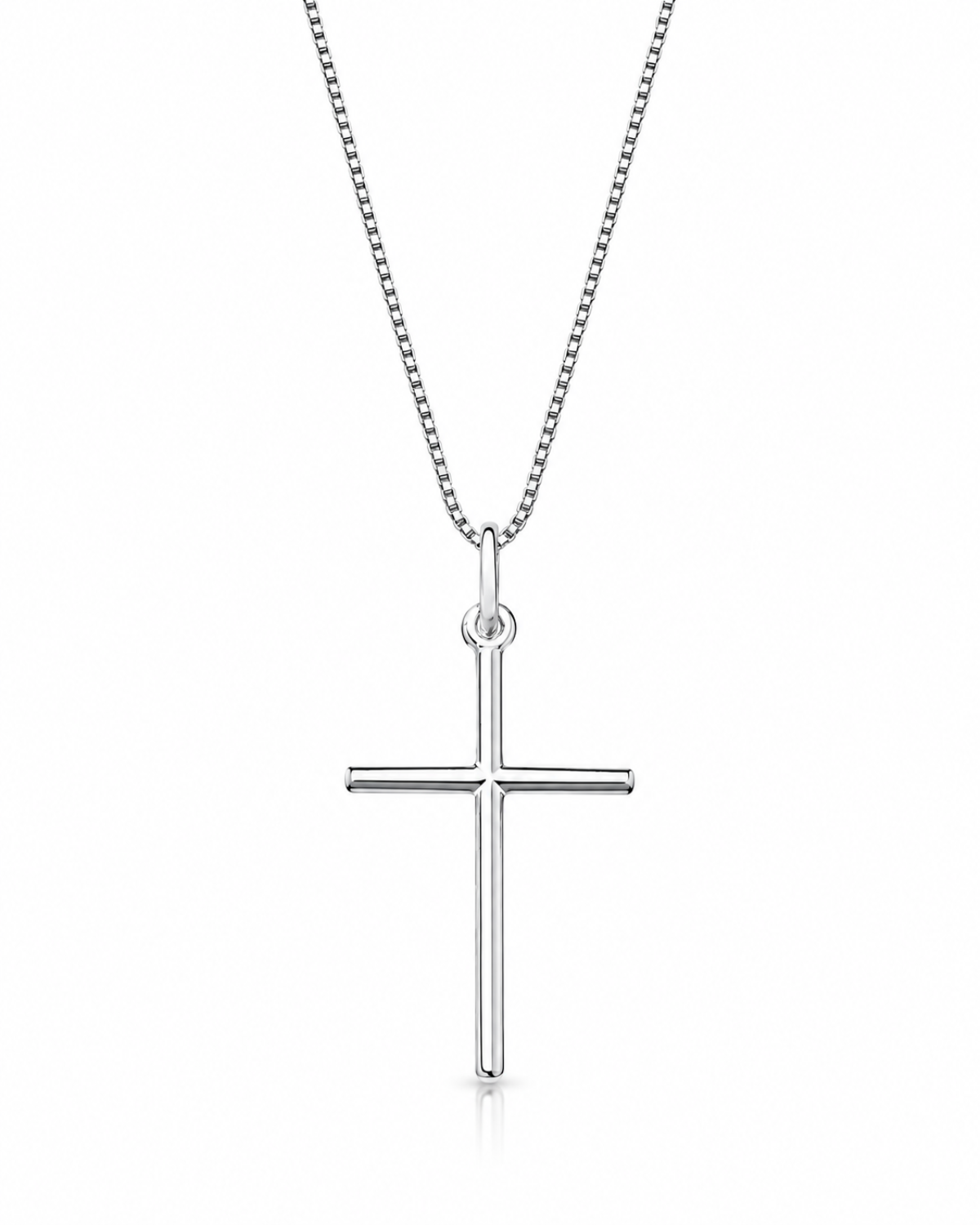 Corrente Masculina Cruz Lisa Em Prata 925