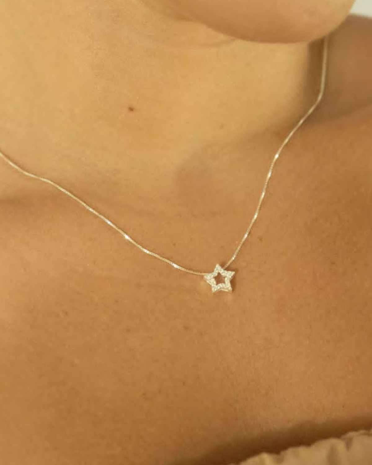 Colar Estrela Cravejada em Prata 925 – 45 cm