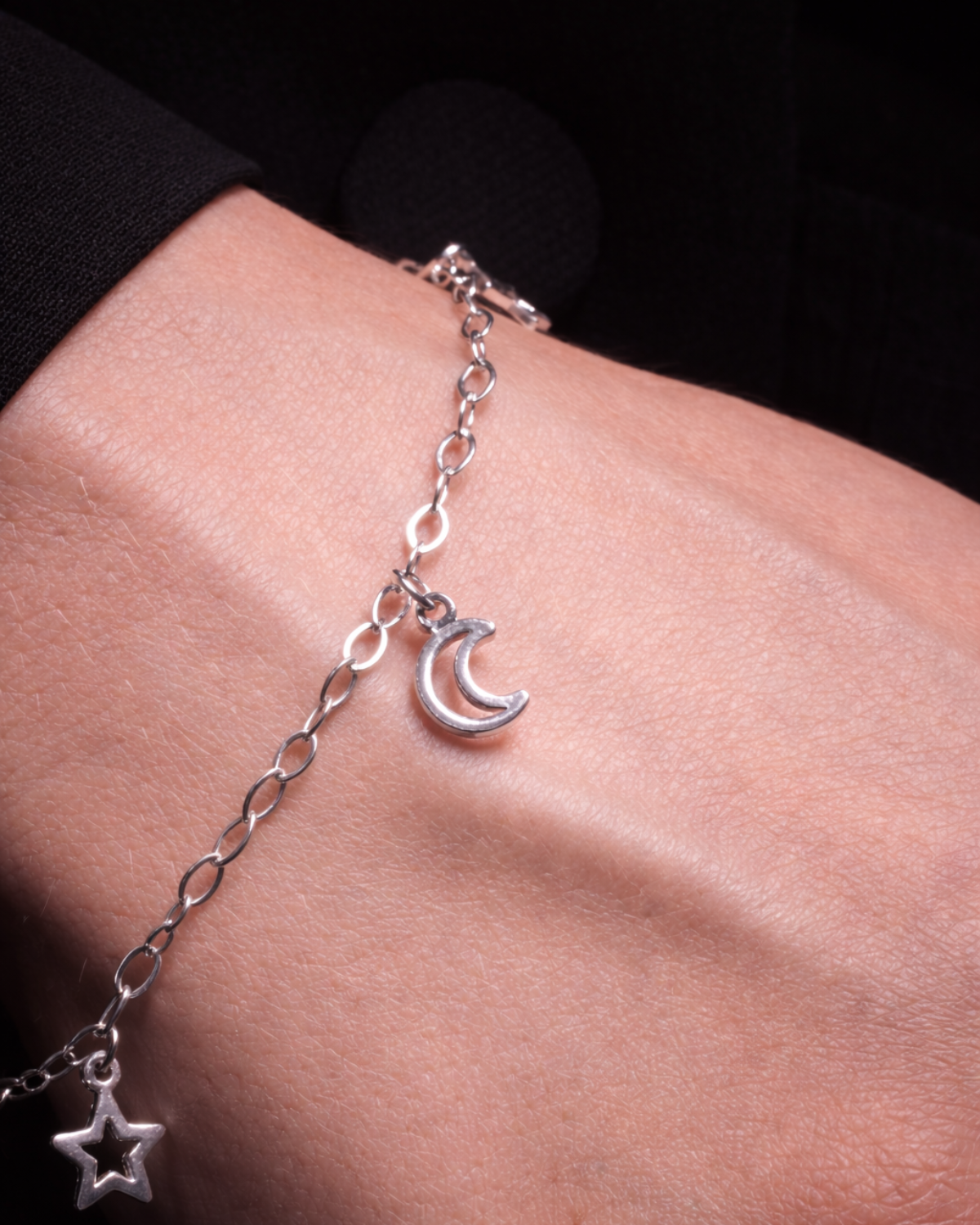Pulseira Tornozeleira Lua e Estrela Prata 925