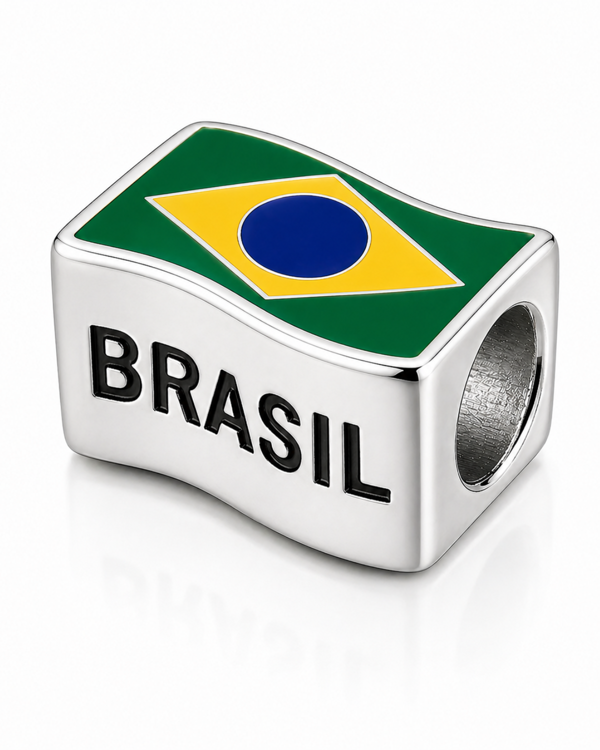 Berloque Passador Bandeira do Brasil Prata 925