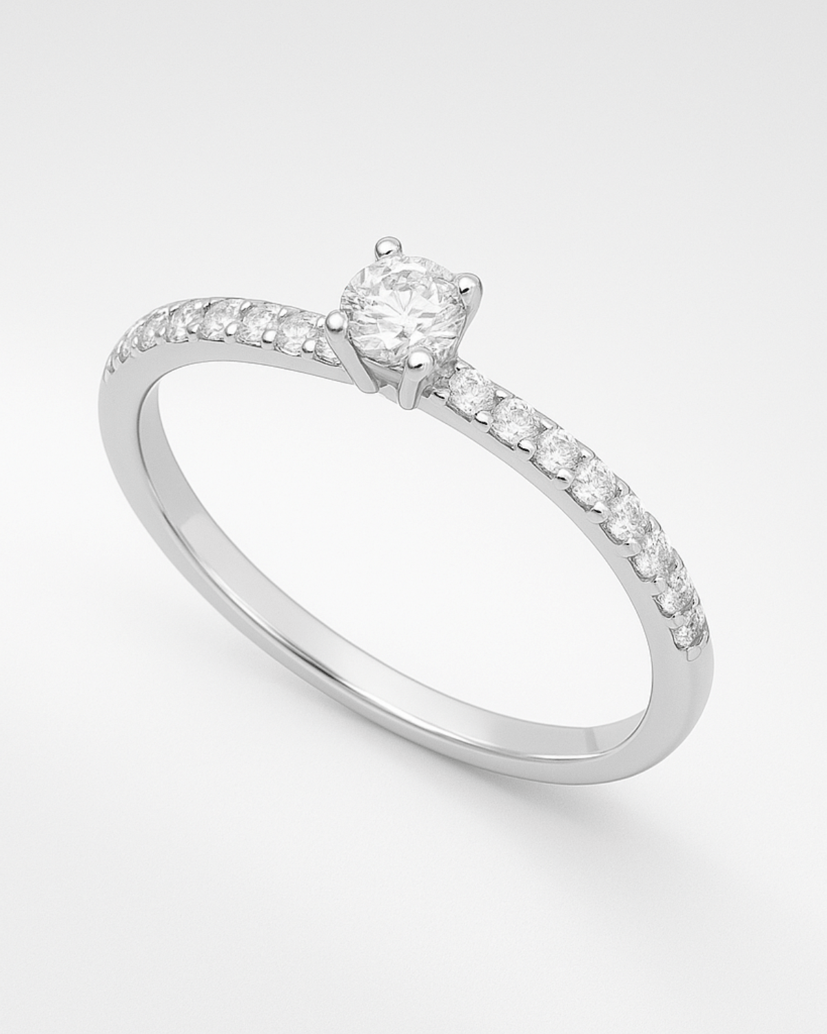 Anel Solitário Cravejado Prata 925 - Karina Pratas