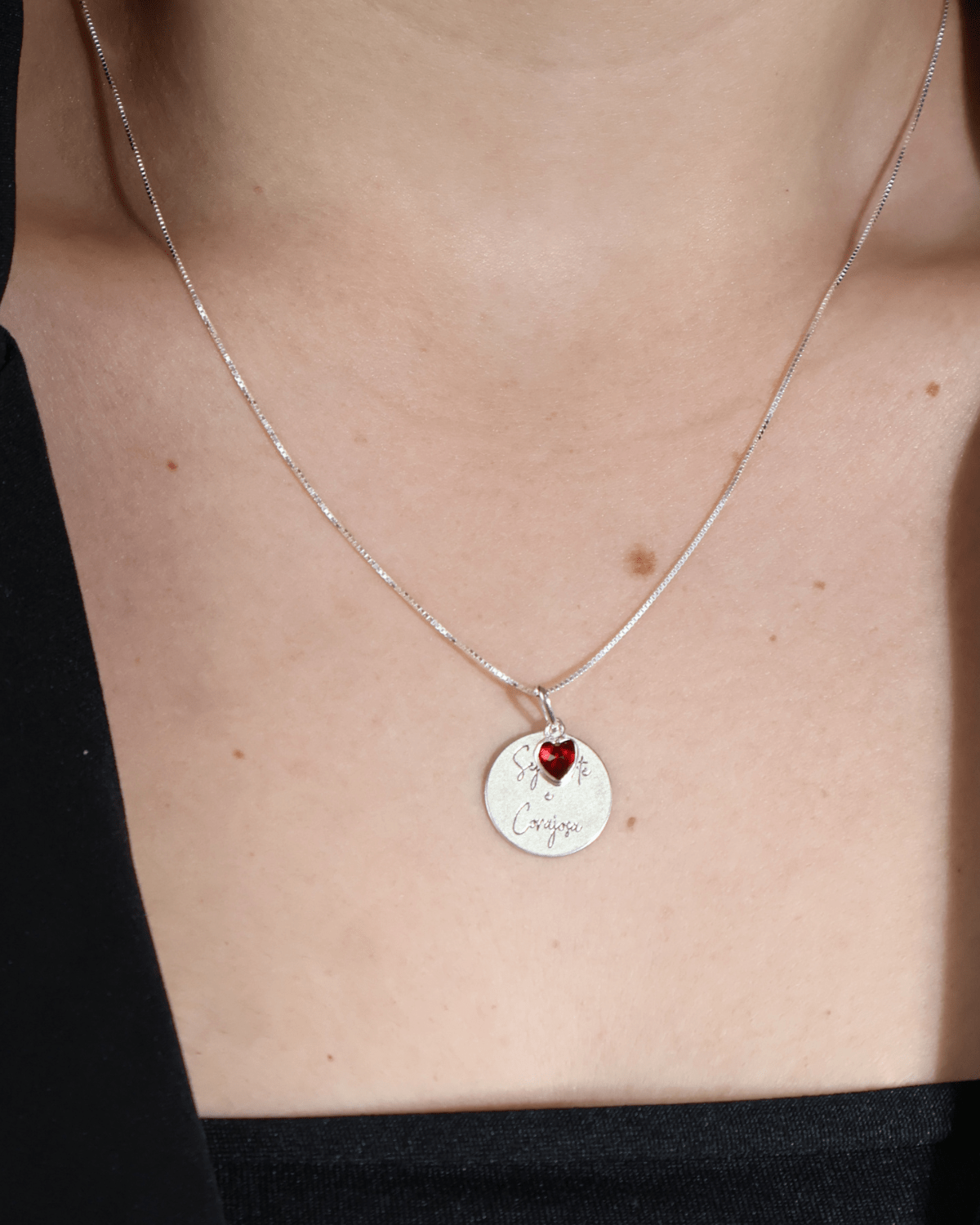 Colar Seja Forte e Corajosa Prata 925 - Karina Pratas