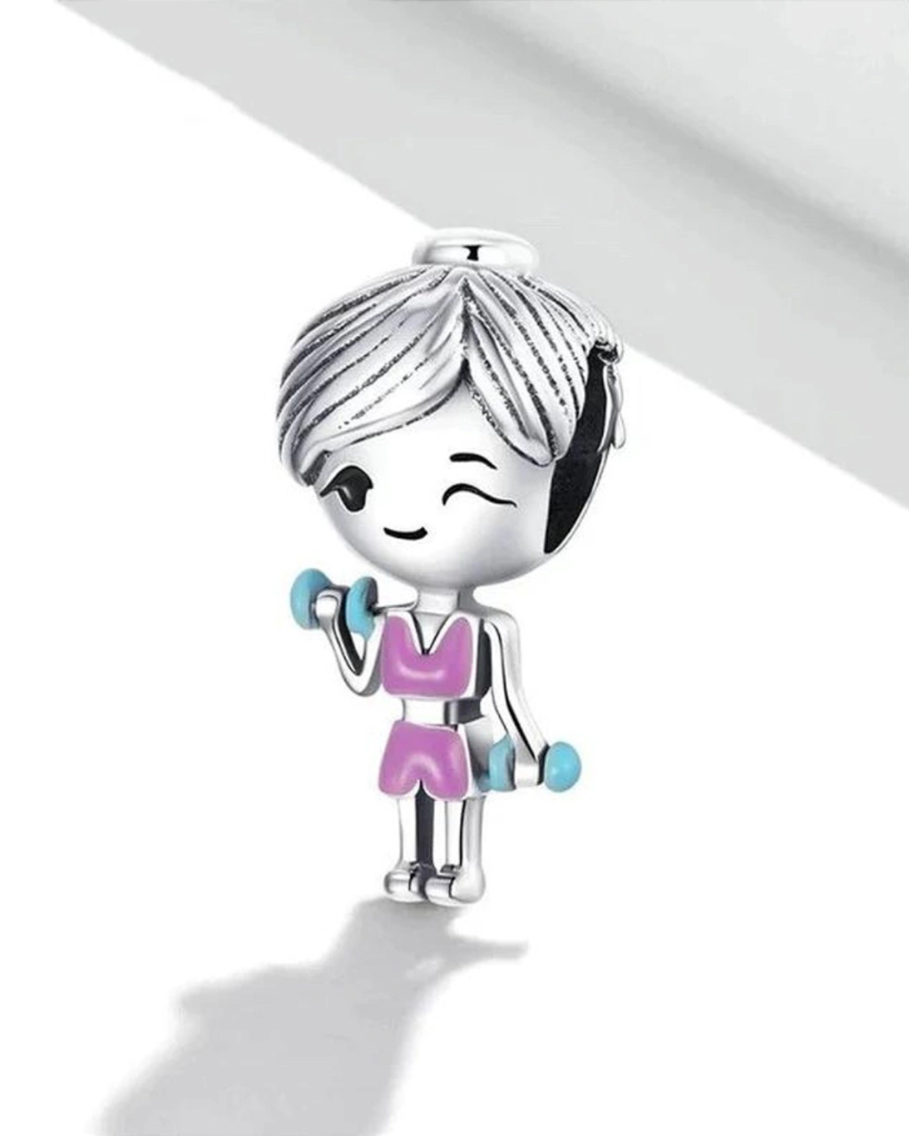 Berloque Menina Gym Charm Fitness Em Prata 925