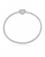 Pulseira Berloques Coração Cravejado De Prata 925