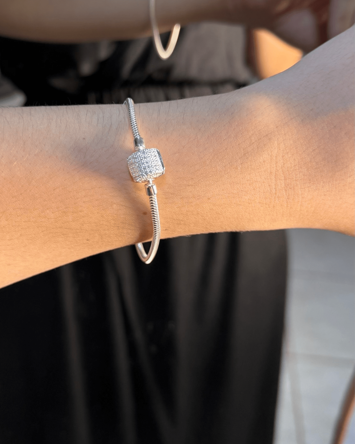 Pulseira Para Berloques Tambor Cravejado De Prata 925 - Karina Pratas