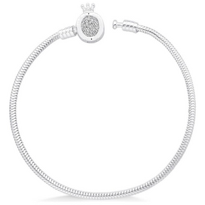 Pulseira para Berloques Coroa Cravejada De Prata 925