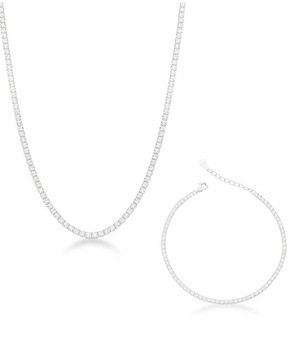 Conjunto De Prata 925 Colar Riviera e Pulseira Riveira
