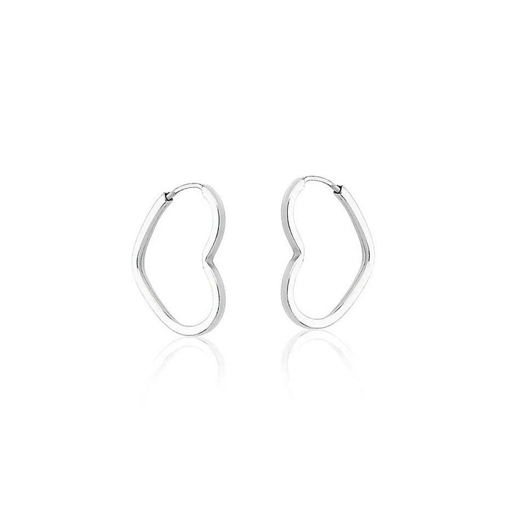 Brinco Argola Coração Fio Quadrado P em Prata