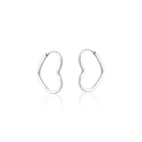 Brinco Argola Coração Fio Quadrado P em Prata