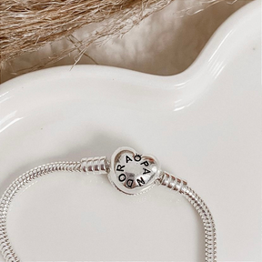 Pulseira Para Berloques de Coração Cravejado De Prata 925