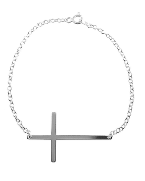 Pulseira/Tornozeleira Cruz Deitada De Prata 925