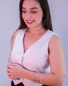 Mix com Três Braceletes Lisos Click Em Prata 925