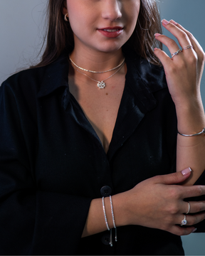 Conjunto De Prata 925 Colar Riviera e Pulseira Riveira