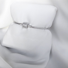 Pulseira Para Berloques Tambor Cravejado De Prata 925