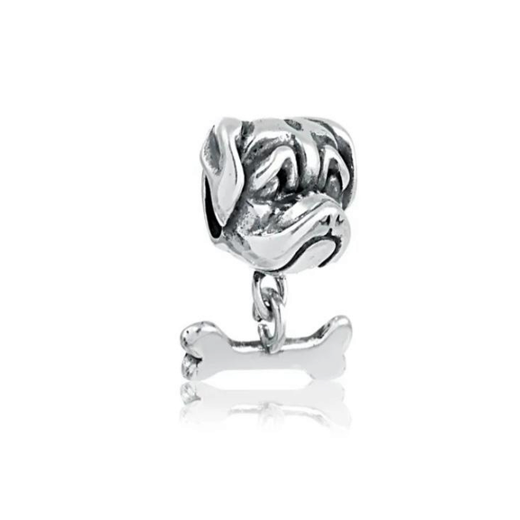Berloque De Prata Bulldog Charmoso e Leal Em Prata 925
