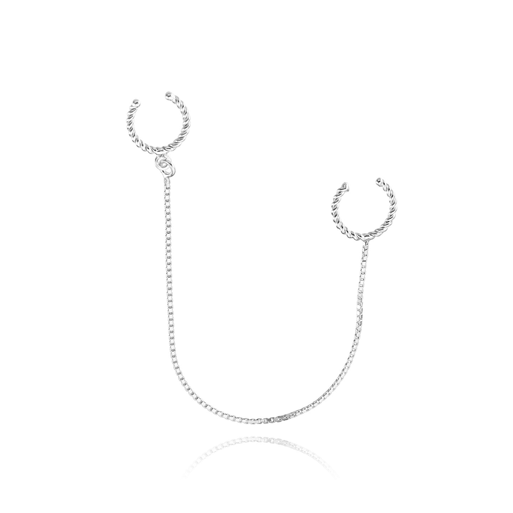 Brinco Piercing Corrente Veneziana em Prata Modernidade e Sofisticação