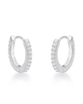 Argola De Prata Click Cravejada a Elegância Sutil