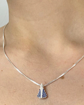 Colar De Prata Nossa Senhora Aparecida Cravejado Azul