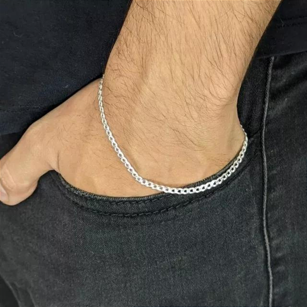 Pulseira De Prata 4MM Simplicidade com Charme