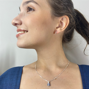 Colar De Prata Nossa Senhora Aparecida Cravejado Azul