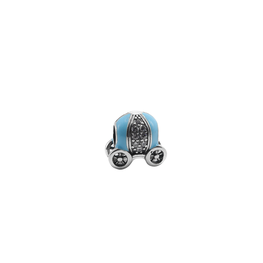 Berloque De Prata Carruagem Azul Em Prata 925
