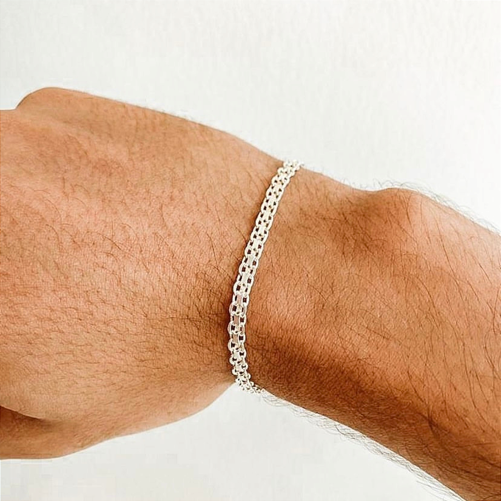 Pulseira de Prata Bismark Elegância e Sofisticação em Cada Elo