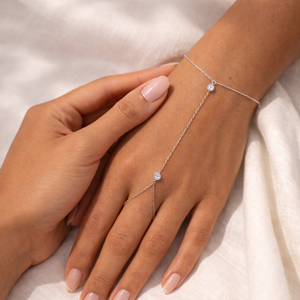 Handchain de Prata Ponto de Luz