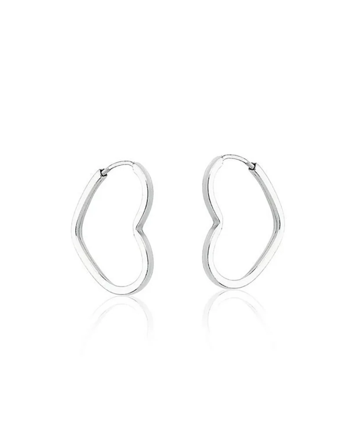Brinco Argola Coração Fio Quadrado Prata 925