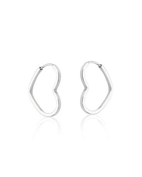 Brinco Argola Coração Fio Quadrado Prata 925
