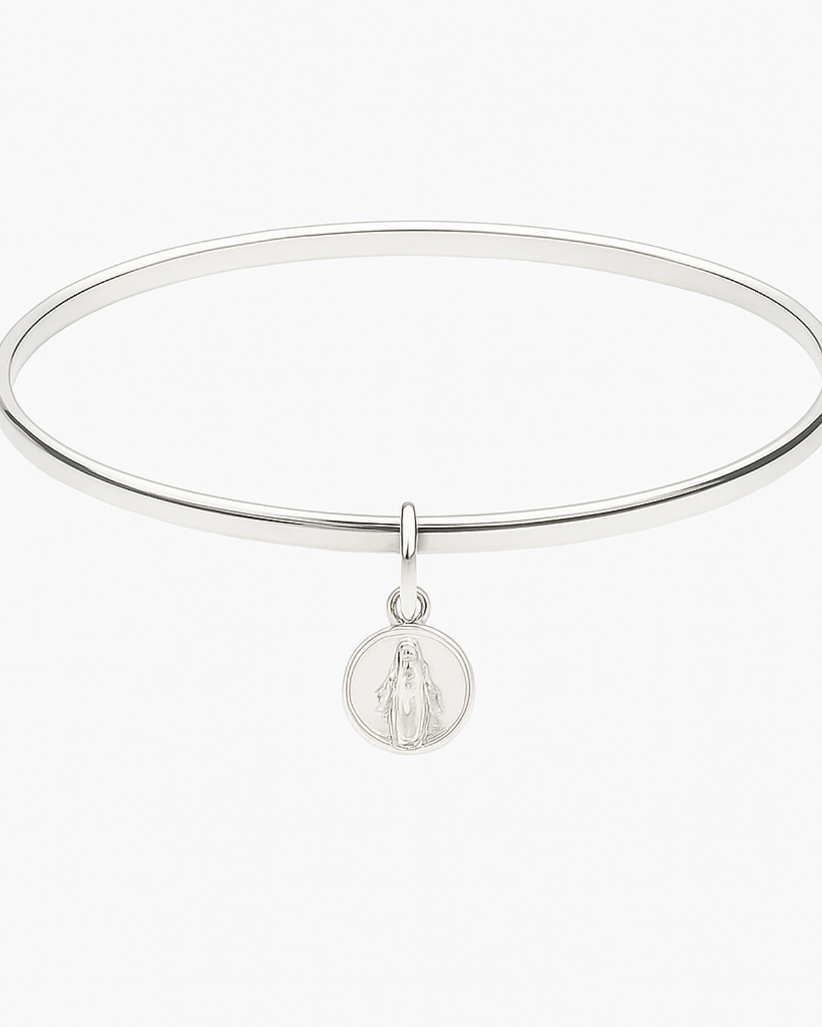 Bracelete Liso com Pingente Nossa Senhora das Graças em Prata 925