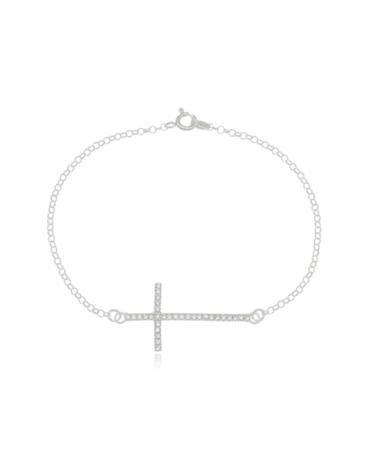 Pulseira Cruz Cravejada De Prata 925