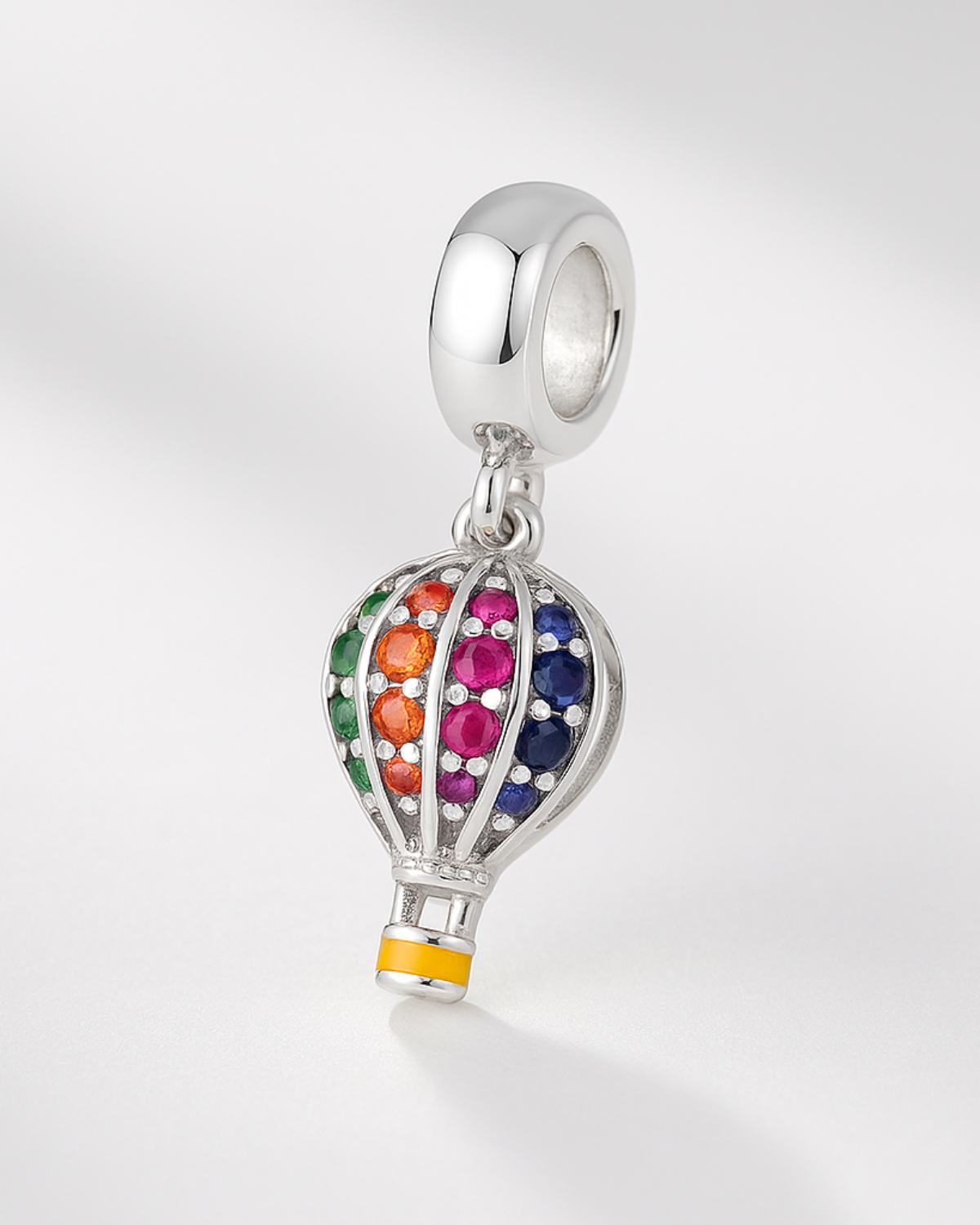 Berloque Balão Cravejado Colorido Prata 925