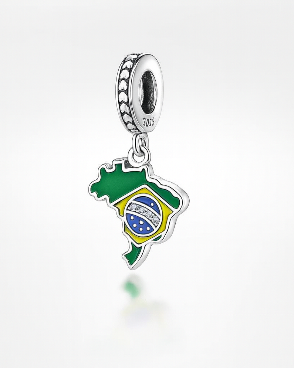 Berloque Brasil Cravejado Prata 925
