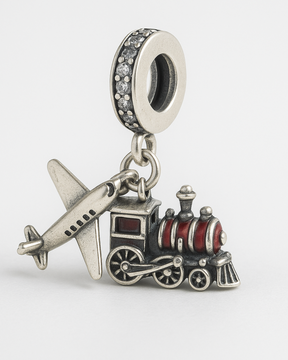 Berloque Trem e Avião Prata 925