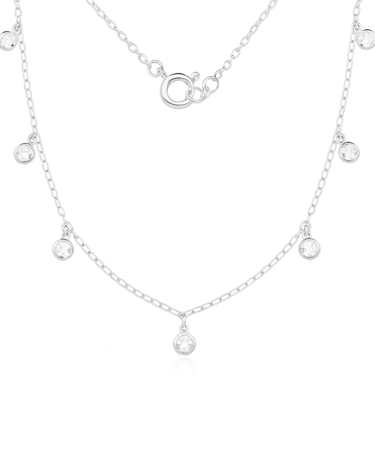 Choker Ponto de Luz Redondo Cristal em Prata 925