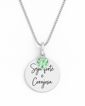 Colar Seja Forte e Corajosa Prata 925