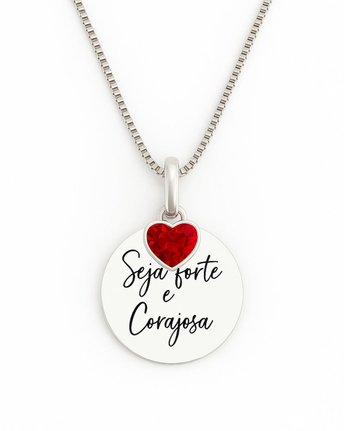 Colar Seja Forte e Corajosa Prata 925