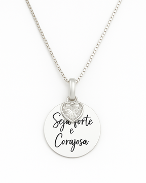 Colar Seja Forte e Corajosa Prata 925