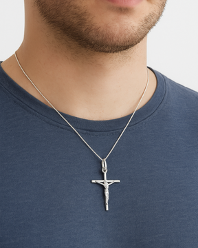 Corrente Cruz com Corpo de Cristo – Prata 925