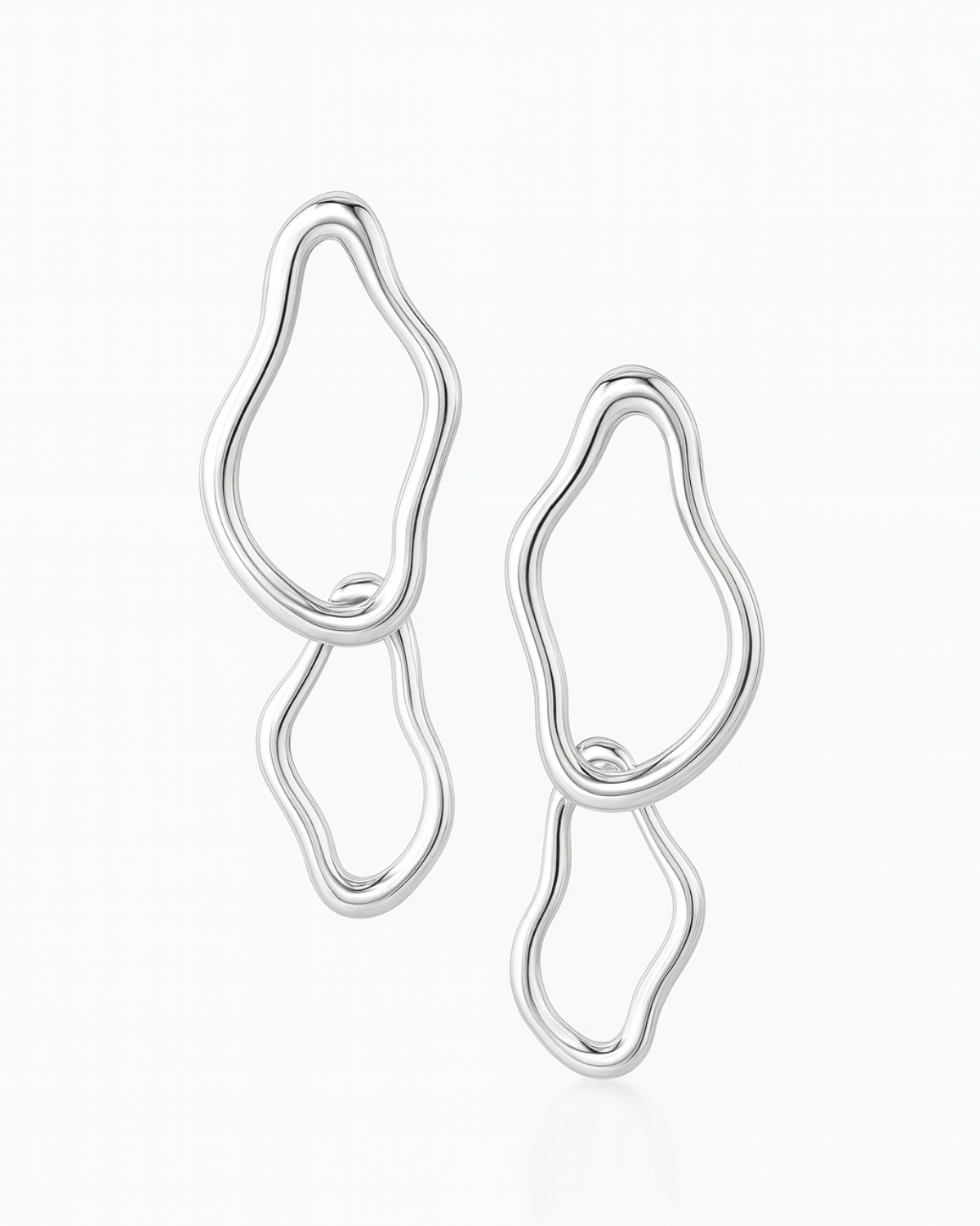 Brinco Oval Duplo Orgânico em Prata 925