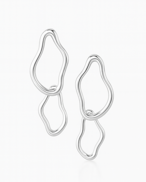 Brinco Oval Duplo Orgânico em Prata 925