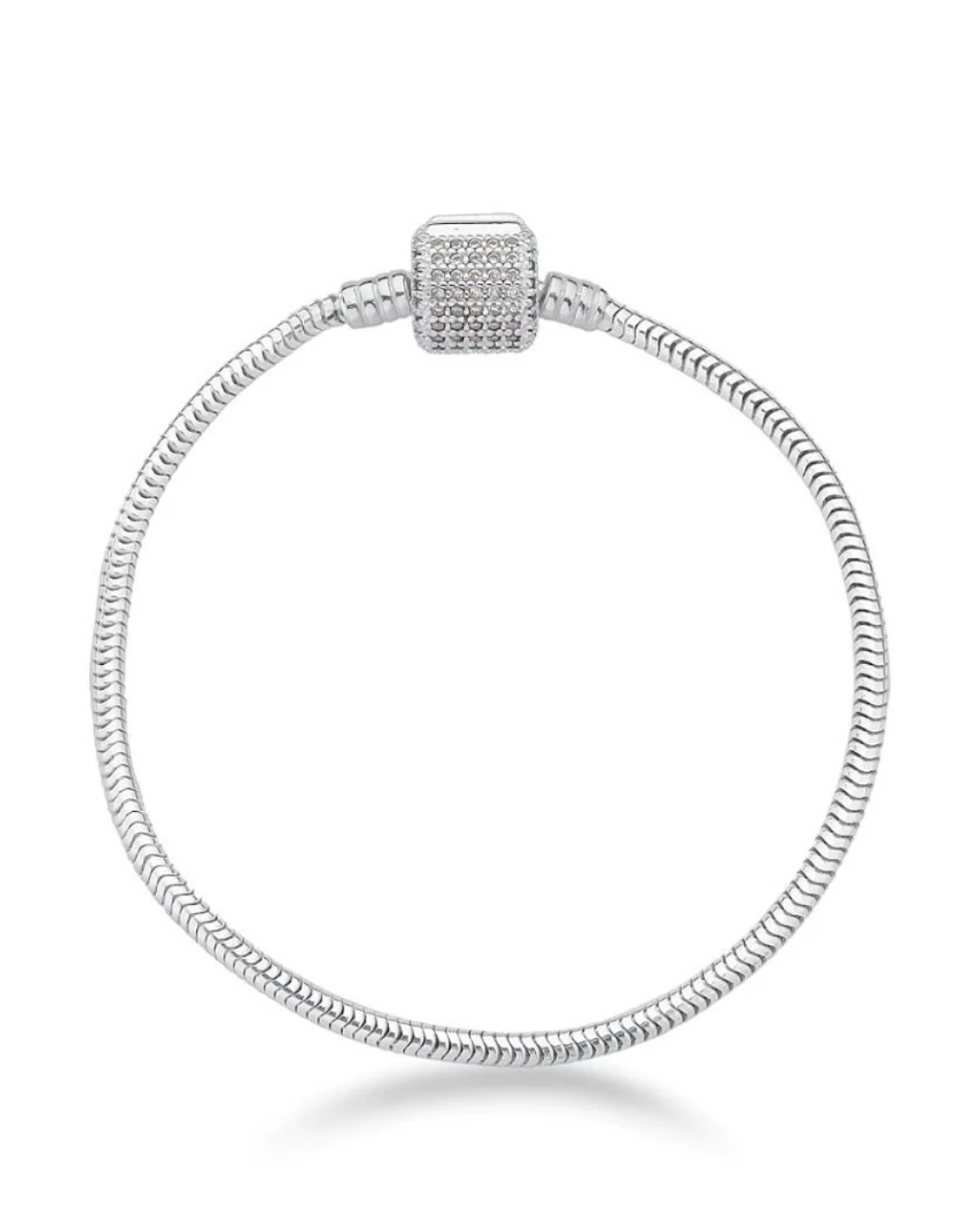 Pulseira Para Berloques Tambor Cravejado De Prata 925