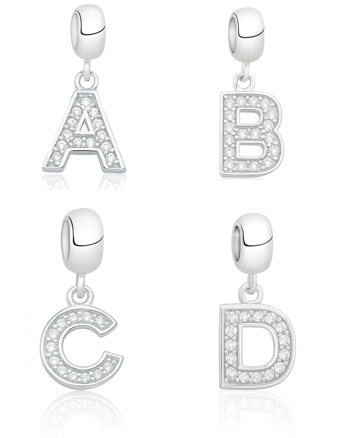 Berloque letras Cravejada Prata 925