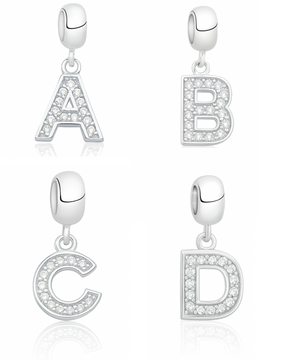 Berloque letras Cravejada Prata 925