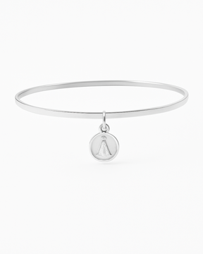 Bracelete Liso com Pingente Nossa Senhora em Prata 925