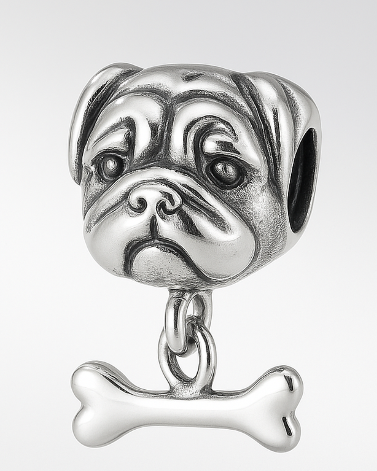 Berloque Bulldog Em Prata 925