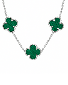 Colar Trevo Verde Esmeralda Em Prata 925